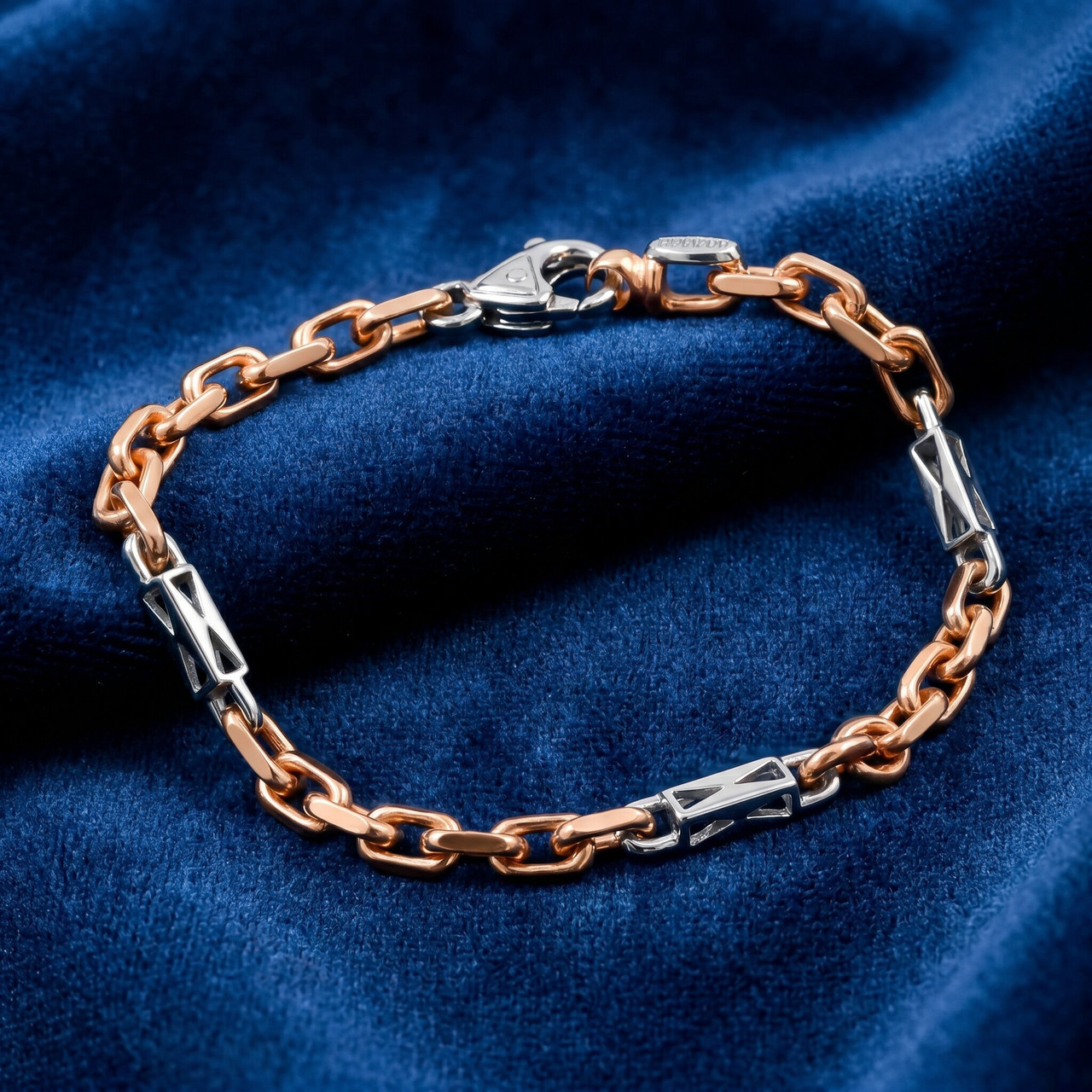 Men's Figaro Link 14k Gold (24gram) or Platinum (38gram) 4-5.5mm Bracelet 8"