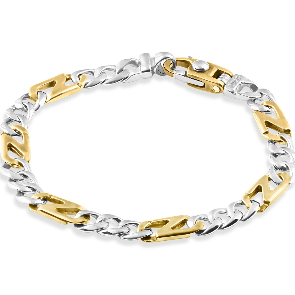 Men's Figaro with Mariner Link 14k Gold (21gram) or Platinum (33gram) Bracelet 8.5"