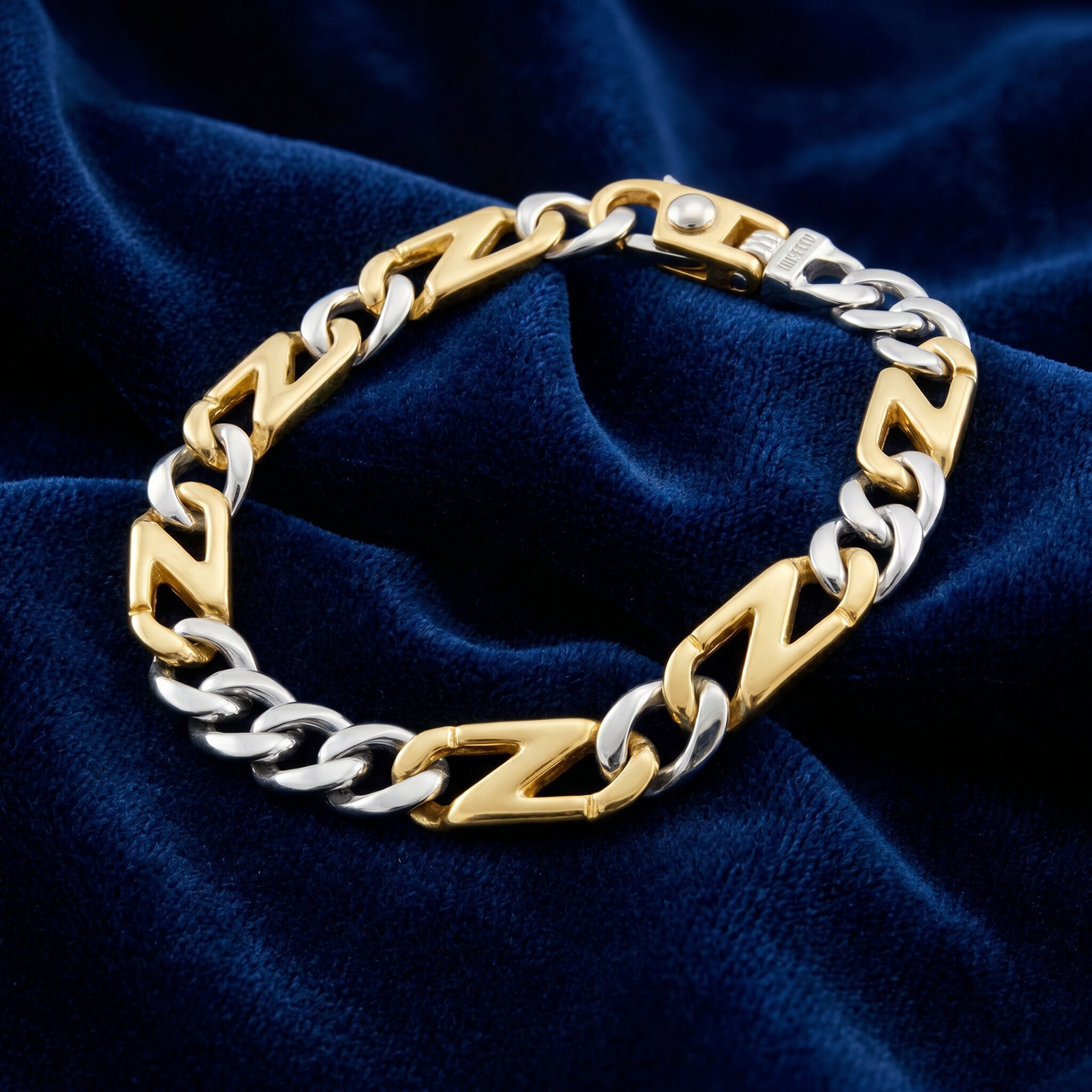 Men's Figaro with Mariner Link 14k Gold (21gram) or Platinum (33gram) Bracelet 8.5"