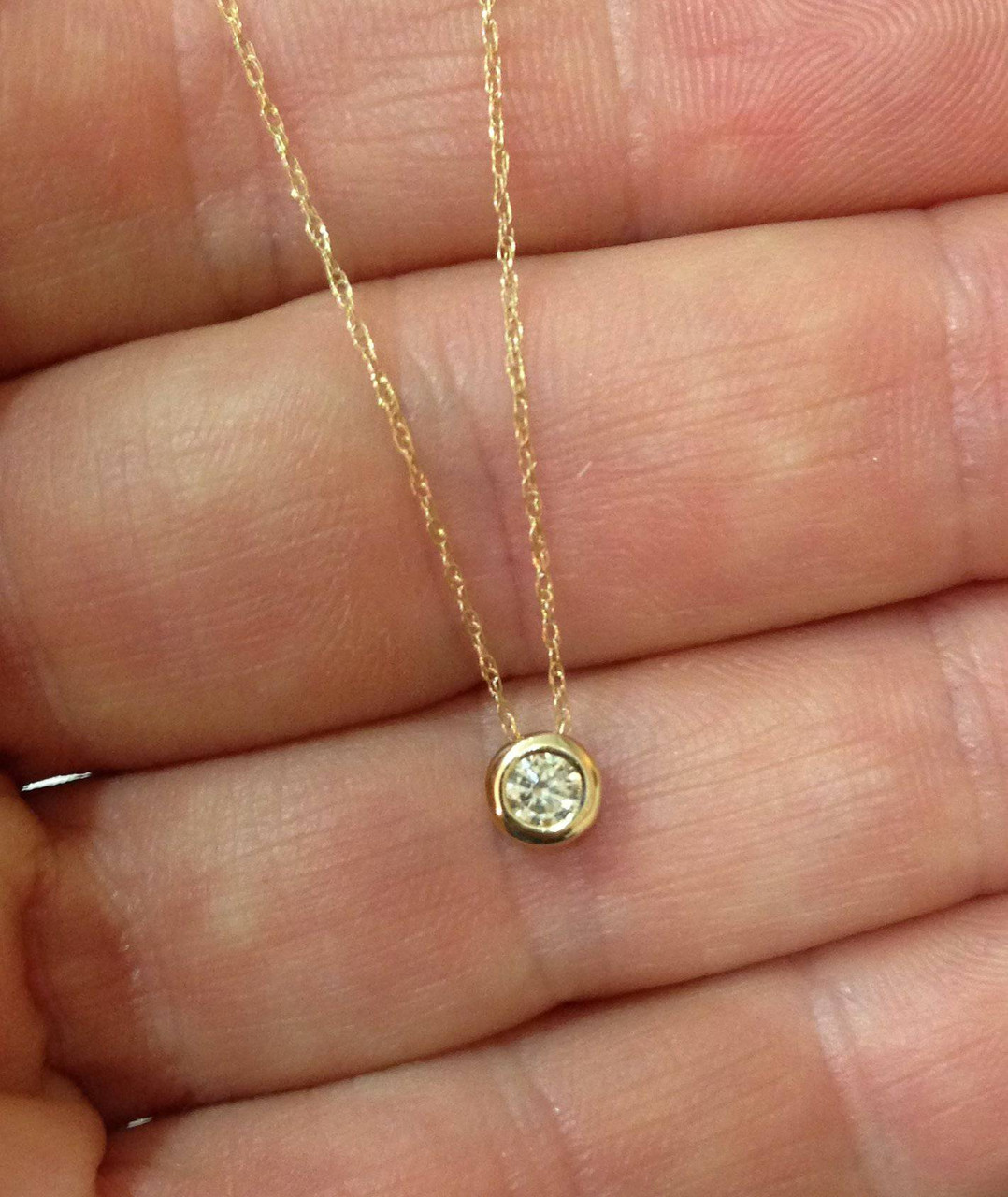 1/4 Carat Diamond Bezel Set Solitaire Pendant in 14k Gold - The Jewelry  Exchange | Direct Diamond Importer