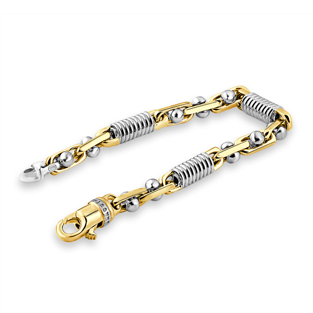 Men's Figaro Link 14k Gold (54gram) or Platinum (87gram) 7.5mm Link Bracelet 8"