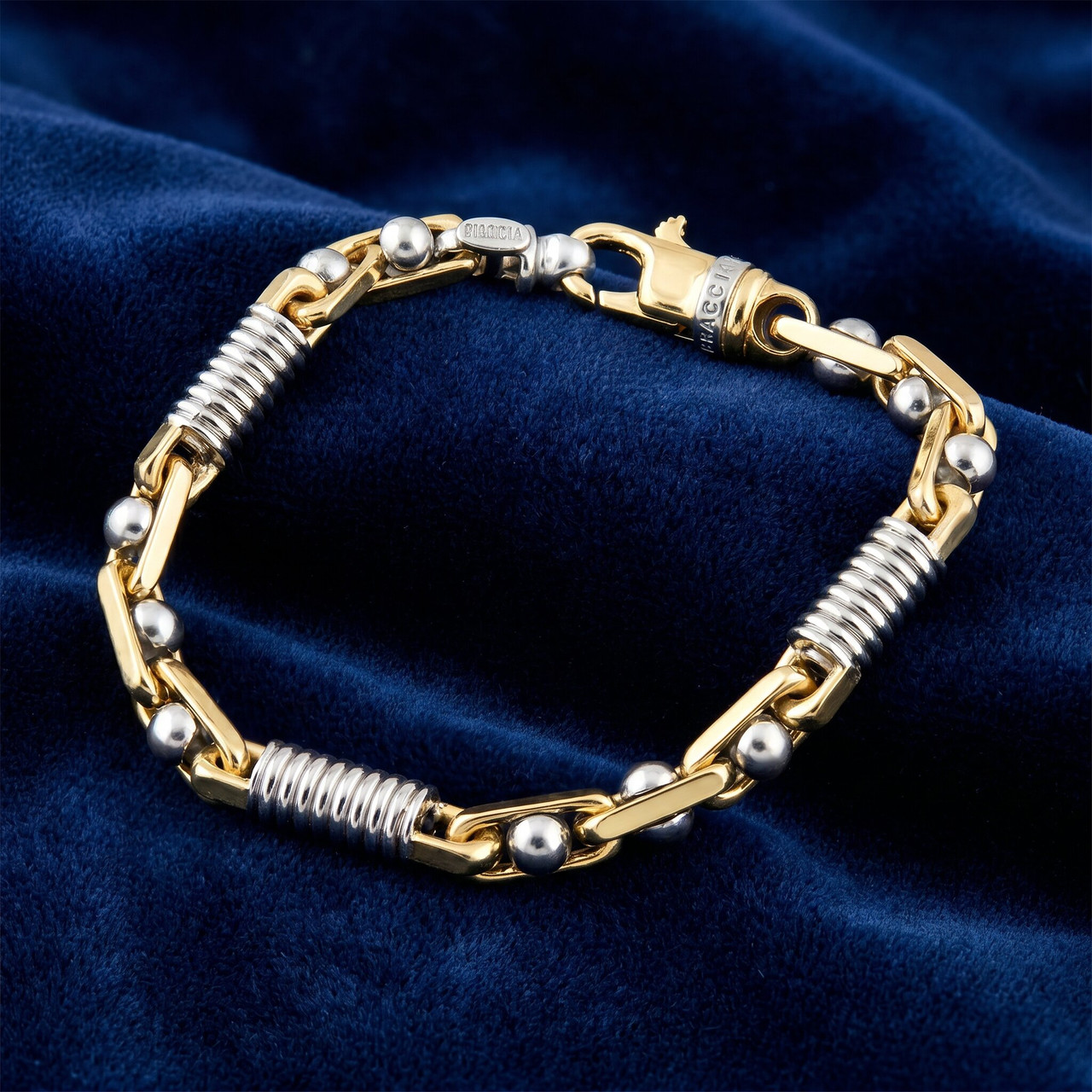 Men's Figaro Link 14k Gold (54gram) or Platinum (87gram) 7.5mm Link Bracelet 8"