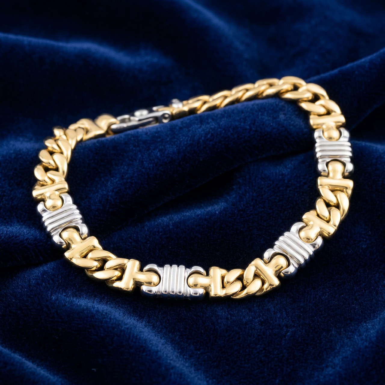 Men's Figaro 14k Gold (62gram) or Platinum (99gram) 9mm Link Bracelet 8.75"