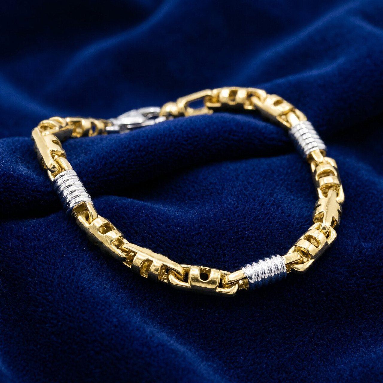 Men's Link 14k Gold (32gram) or Platinum (52gram) 6mm Bracelet 8.5"