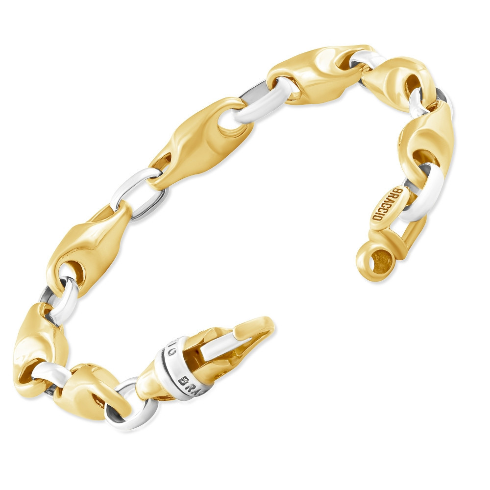 Men's Designer Seed & Rolo Link 14k Gold (57gram) or Platinum (91gram) 6.5-8mm Bracelet 8.25"