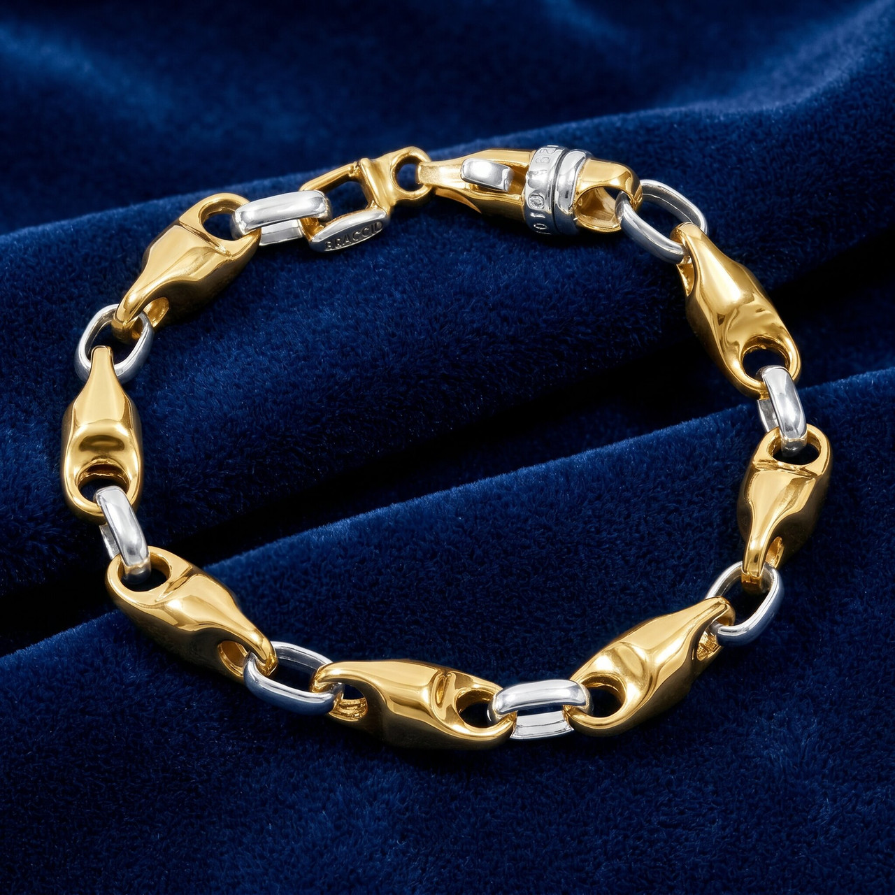 Men's Designer Seed & Rolo Link 14k Gold (57gram) or Platinum (91gram) 6.5-8mm Bracelet 8.25"