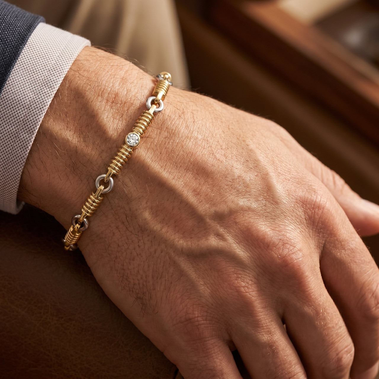 Men's Designer 14k Gold (21gram) or Platinum (34gram) 4mm Link Bracelet 8.5"