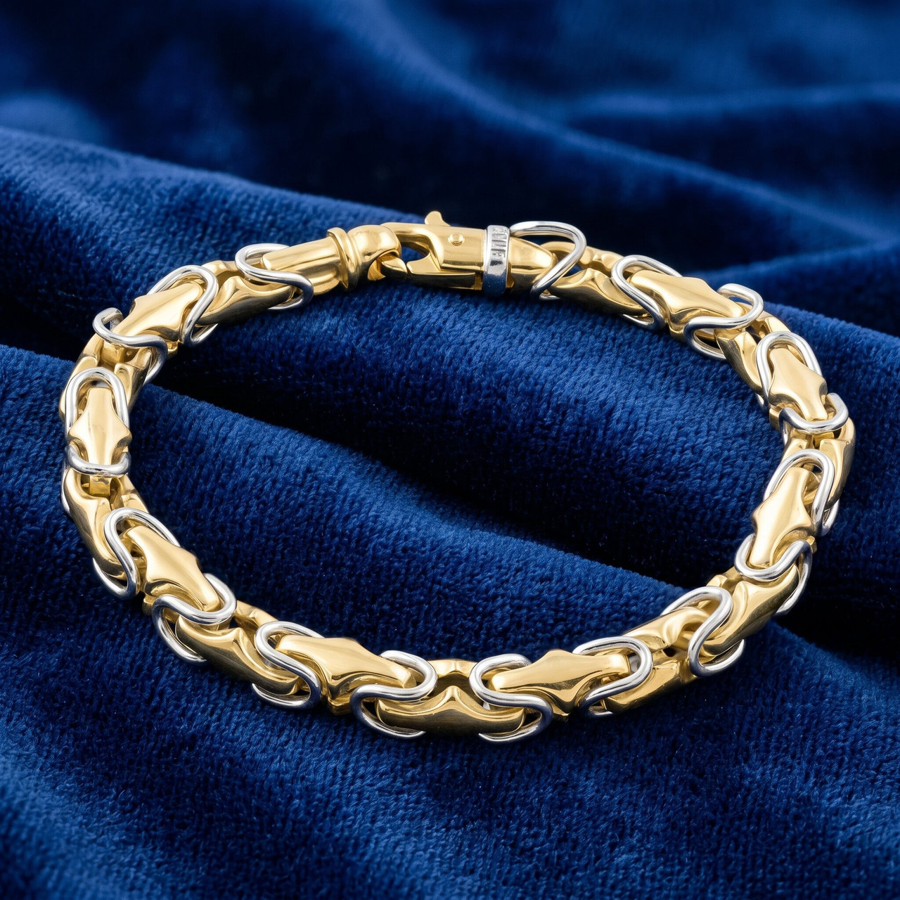 Men's Byzantine link 14k Gold (52gram) or Platinum (85gram) 6.5mm Bracelet 8.5"