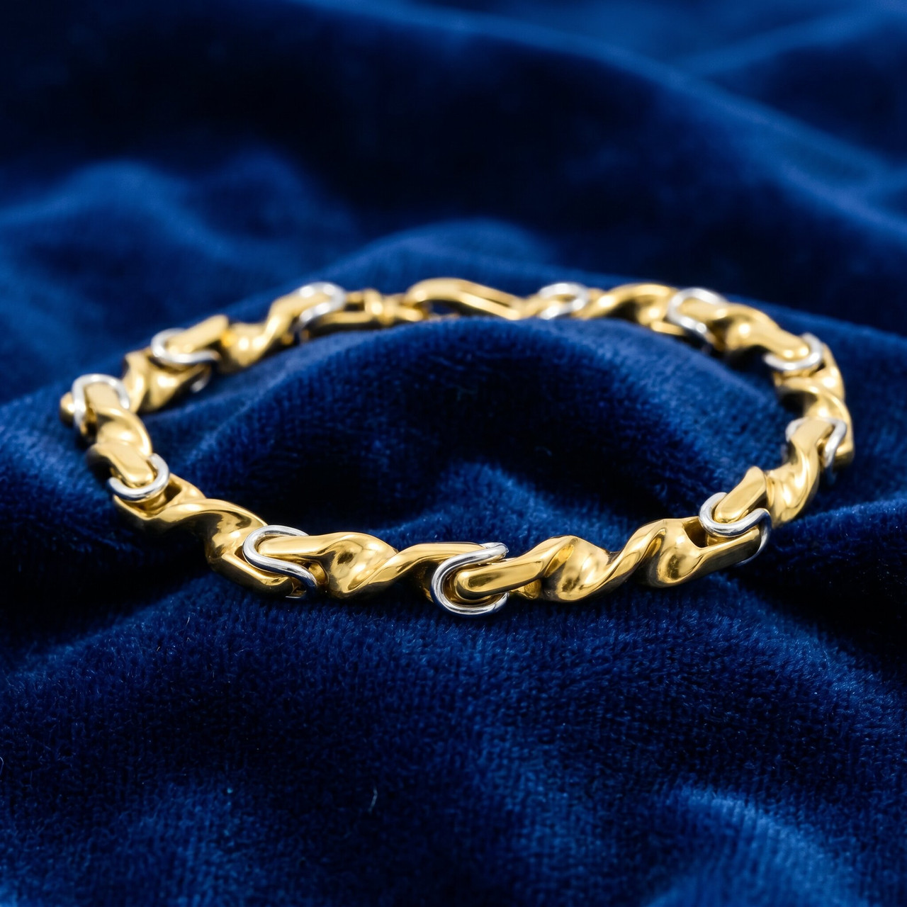 Men's Byzantine Twisted Link 14k Gold (38gram) or Platinum (61gram) 6mm Bracelet 8.5"