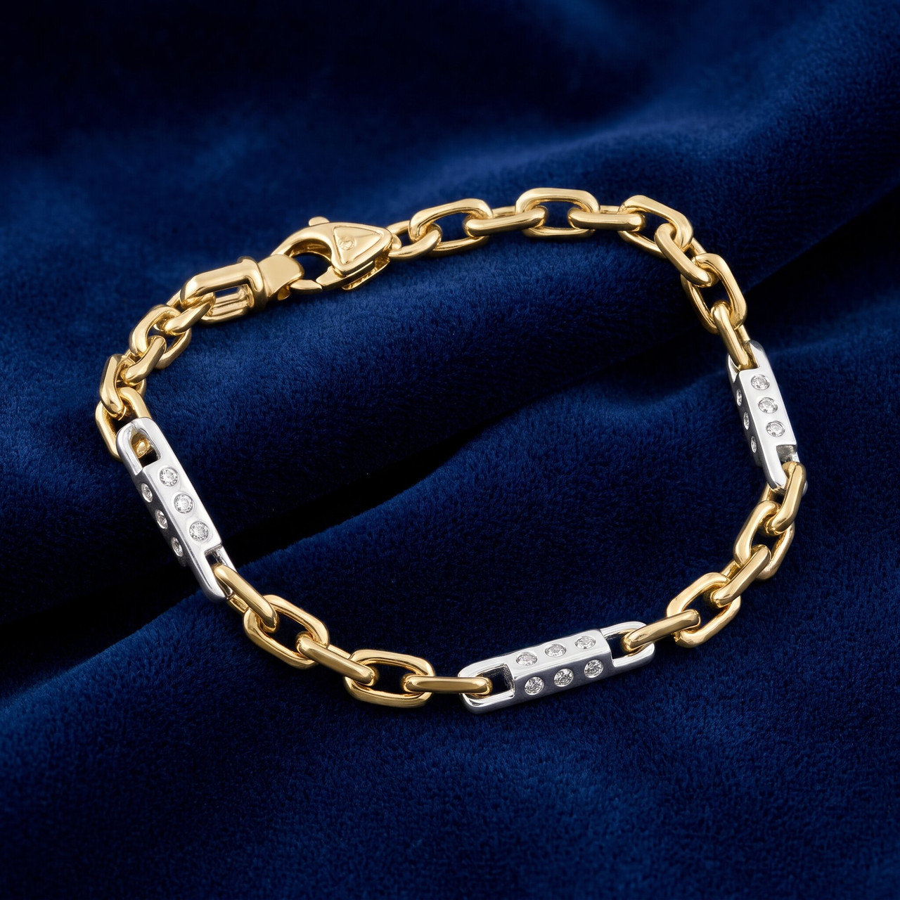 Men's Figaro Link 14k Gold (25gram) or Platinum (41gram) 4.5mm Bracelet 8.5"