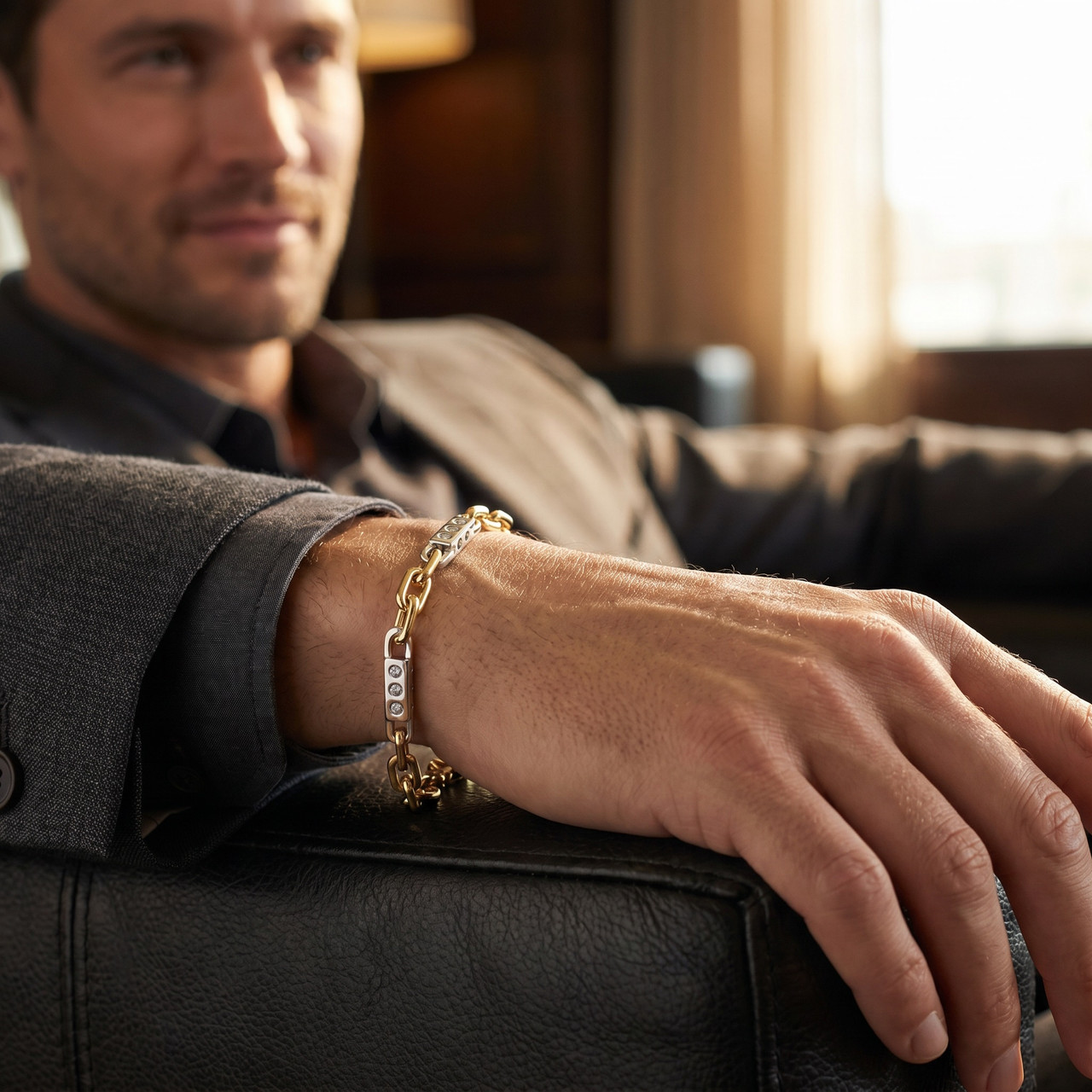 Men's Figaro Link 14k Gold (25gram) or Platinum (41gram) 4.5mm Bracelet 8.5"