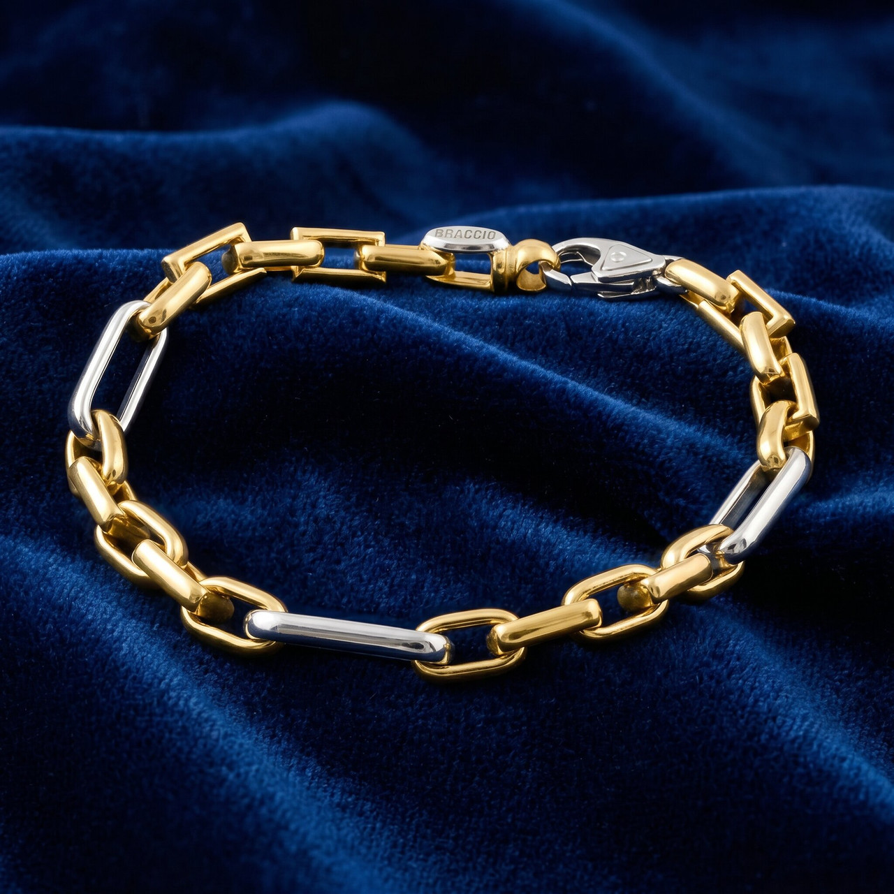 Men's Figaro 14k Gold (33gram) or Platinum (53gram) 6.5mm Link Bracelet 8.75"