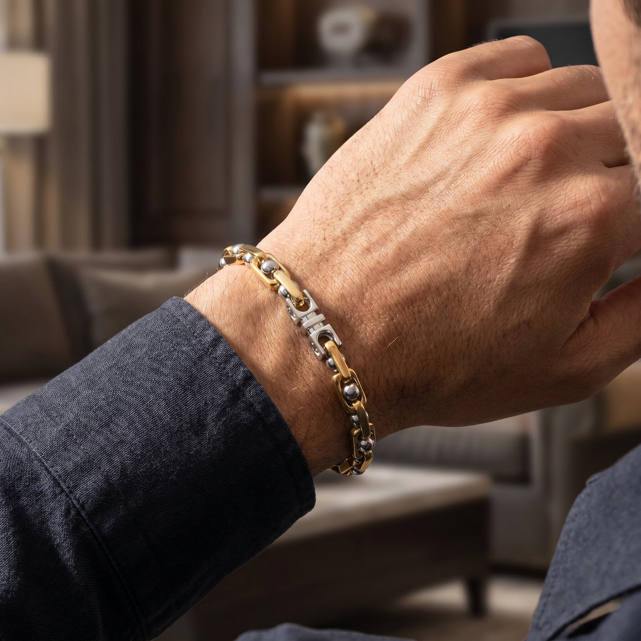 Men's Link 14k Gold (53gram) or Platinum (85gram) 7.5mm Bracelet 8.5"