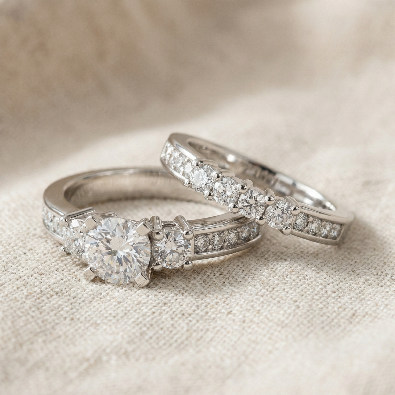 1Ct Diamond Engagement Matching Wedding Ring Set 10k Gold Lab Grown (E-F, VS)