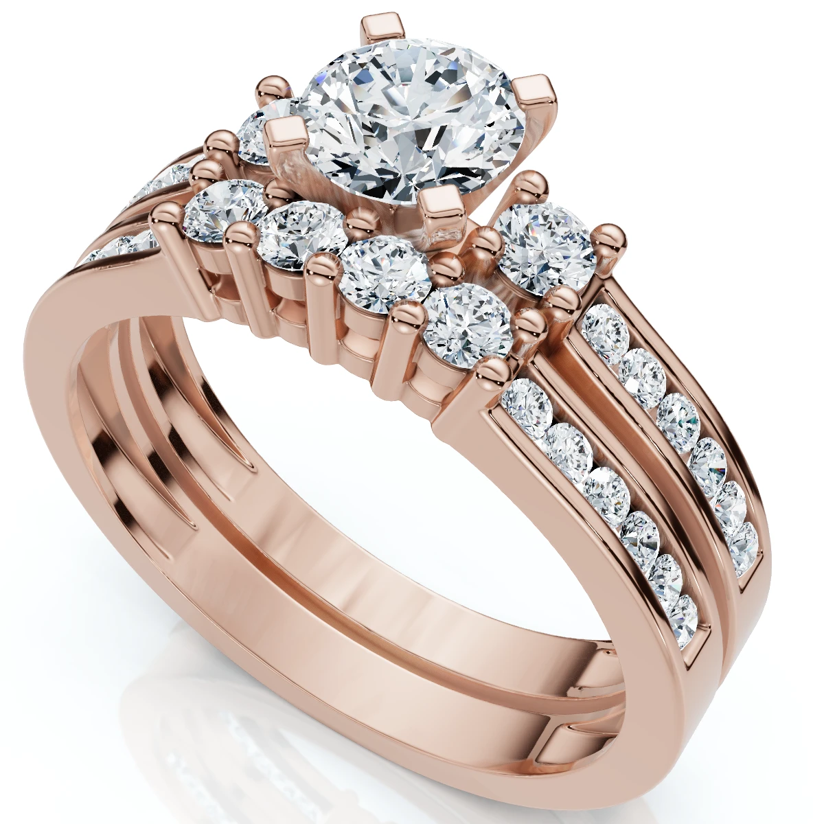 1Ct Diamond Engagement Matching Wedding Ring Set 10k Gold Lab Grown (E-F, VS)