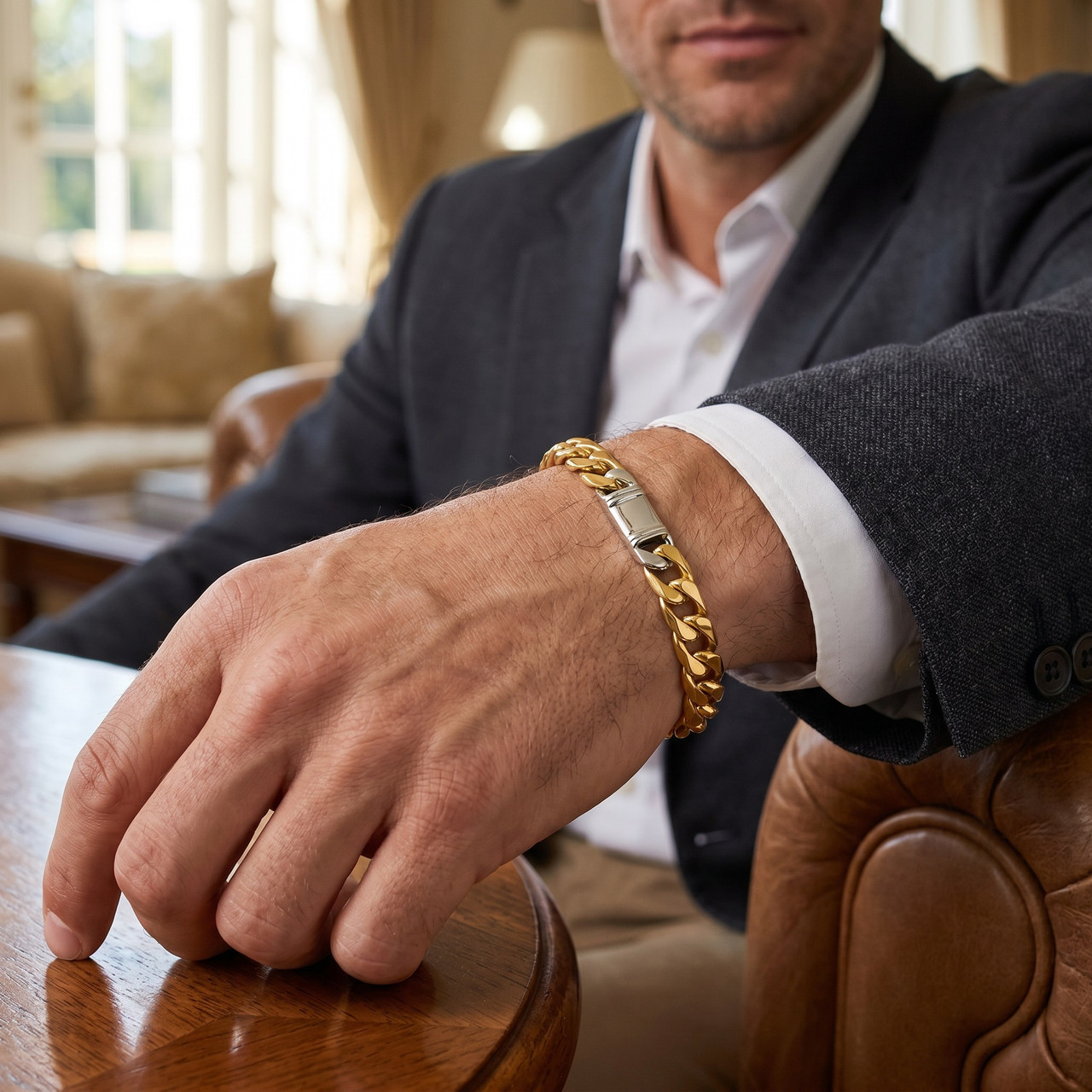 Men's Figaro Link 14k Gold (52gram) or Platinum (85gram) 8mm