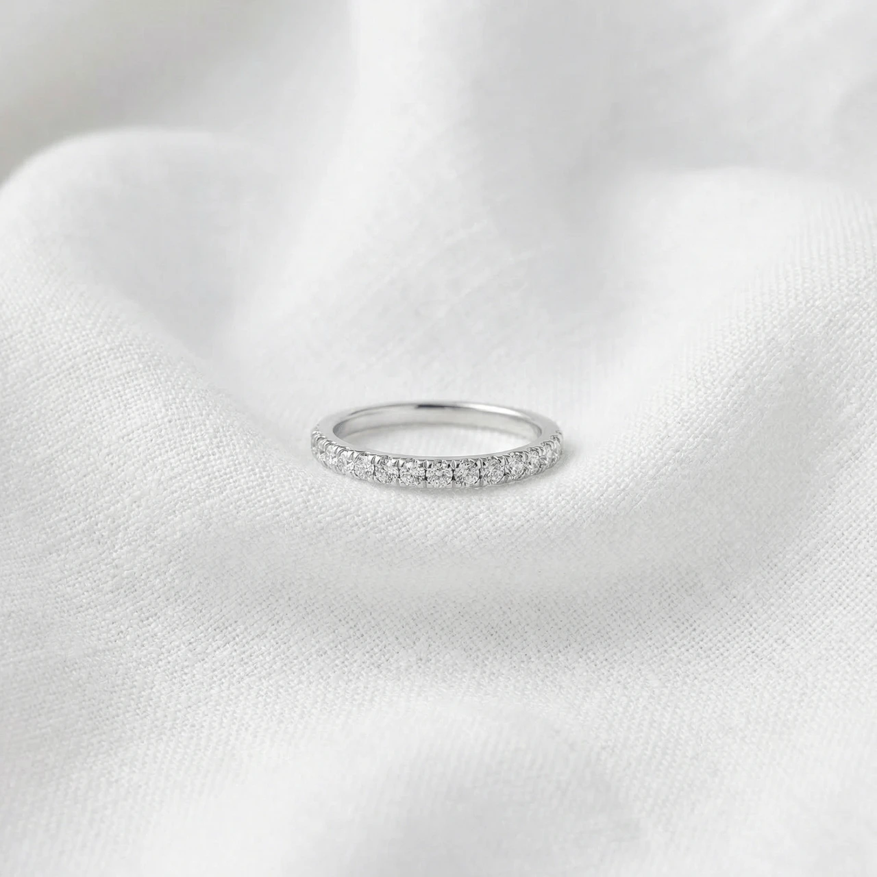 1/3ct Pave Diamond Wedding Ring 14K White Gold (G-H, I1)