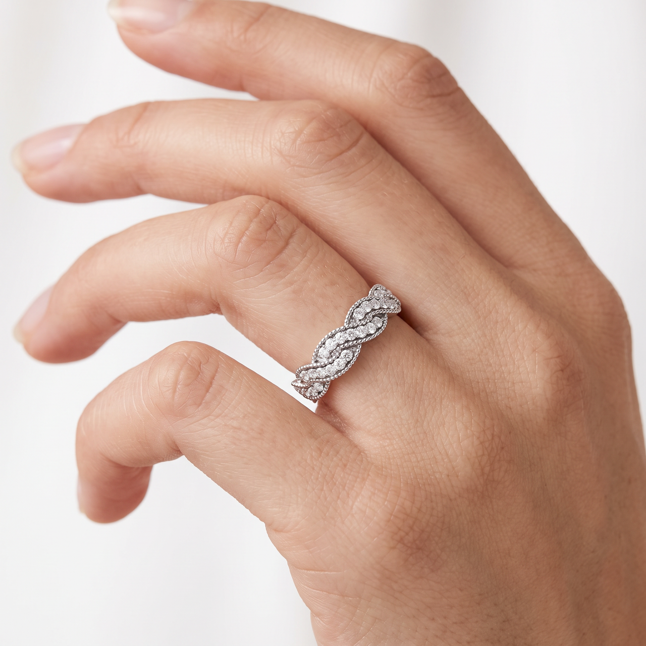1/3 ct Diamond Infinity Vintage Wedding Ring 14K White Gold Lab Grown (G-H, VS)