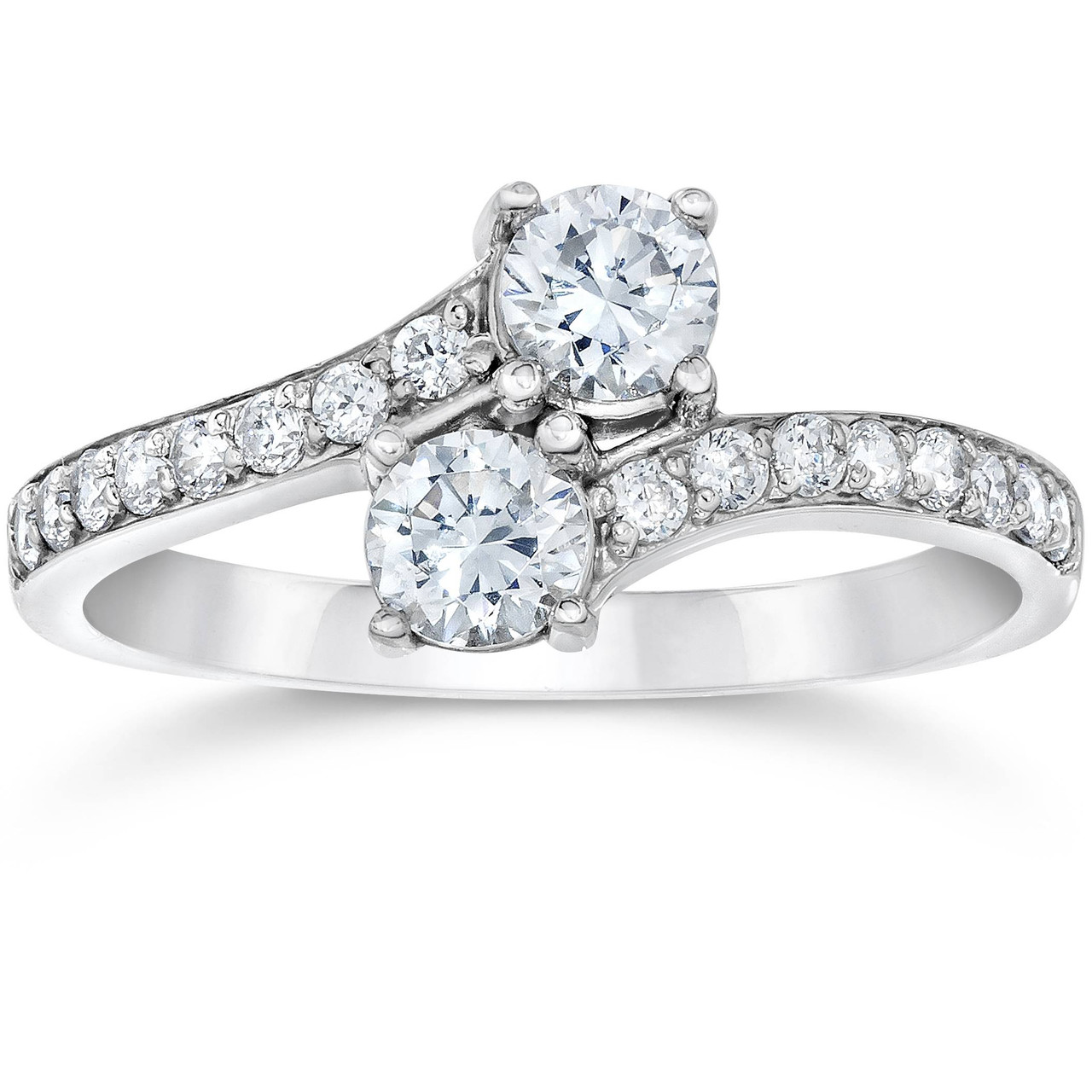 1 Carat Forever Us Diamond Two Stone Engagement Ring 10K White Gold (G-H, I1)