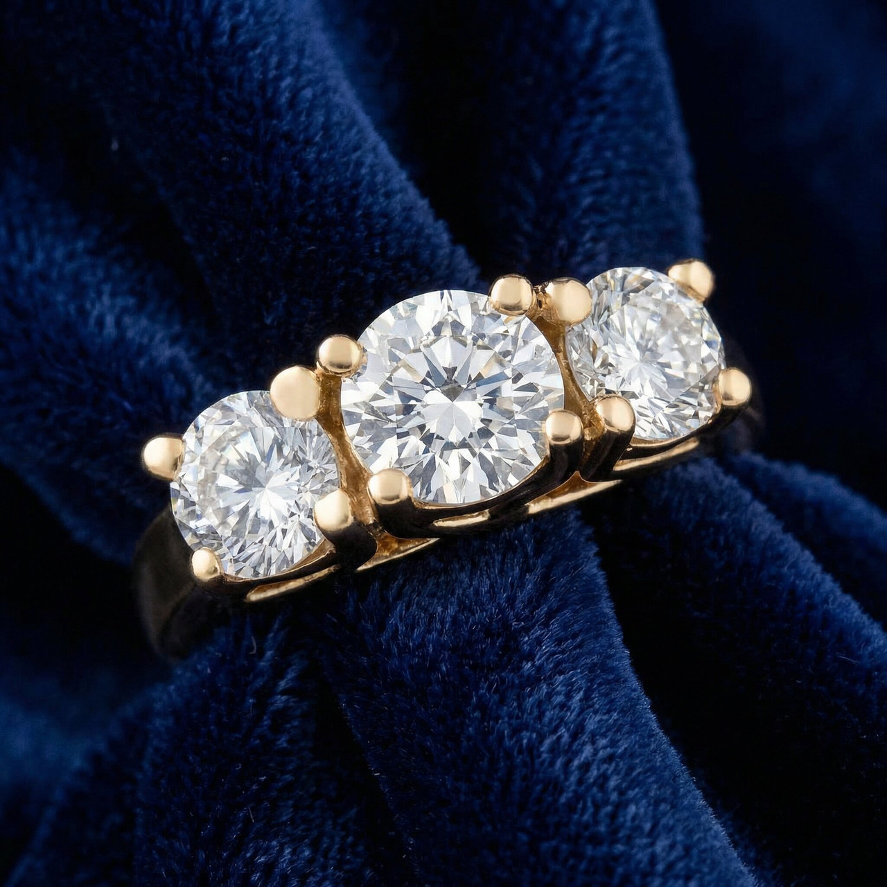 3 1/2ct Diamond 3-Stone 14k Yellow Gold Engagement Ring Lab Grown (G-H, VS)