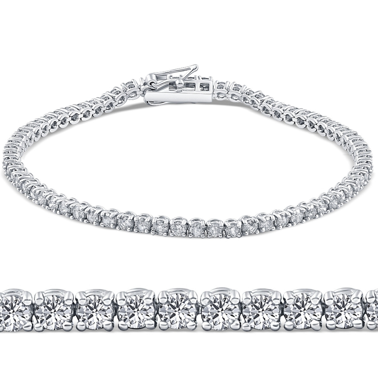 Womens 14k White Gold Stacked Tennis Bracelet Moissanite Fashion