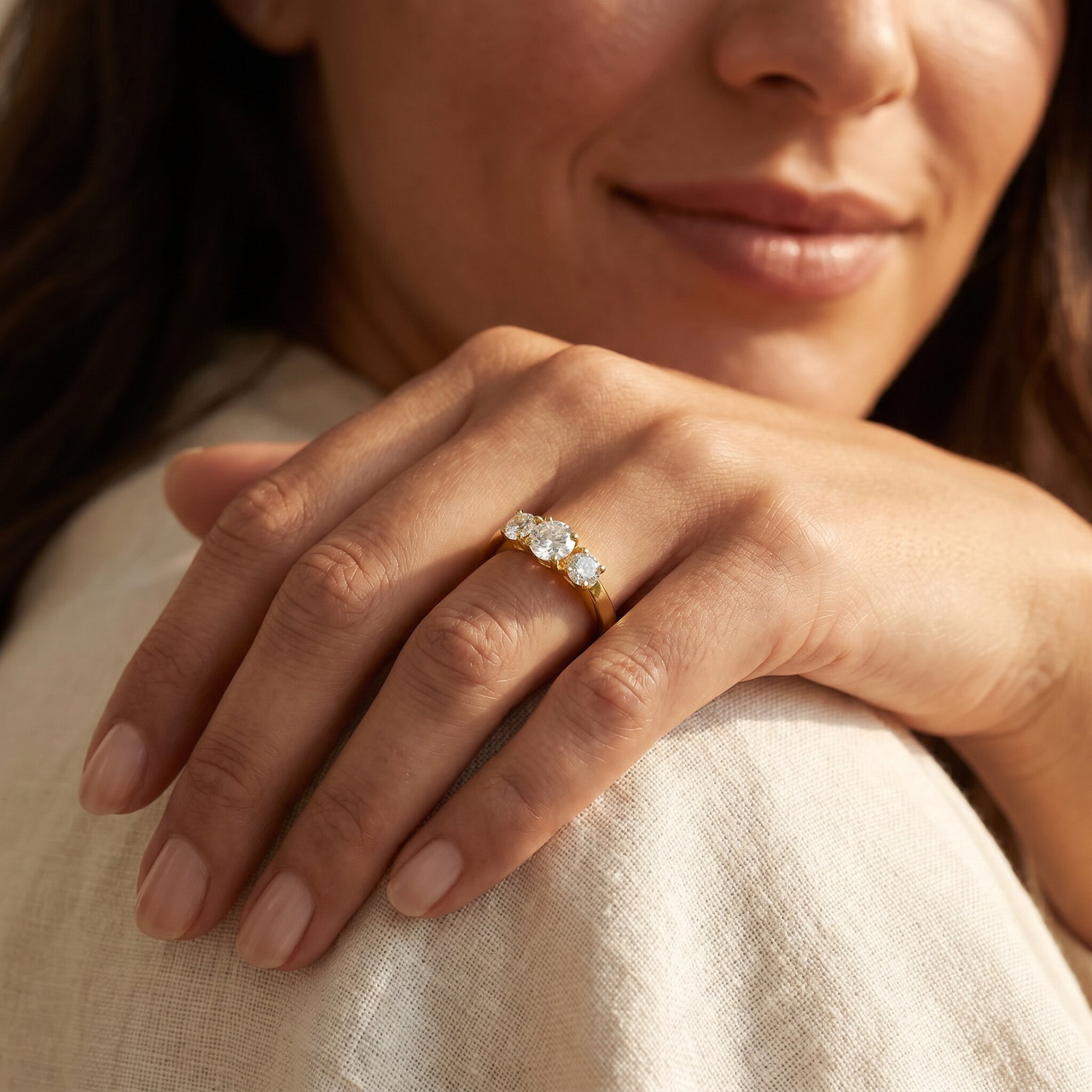 5/8ct 3-Stone Diamond Engagement Ring 14k White, Yellow, or Rose Gold (H-I, I1)