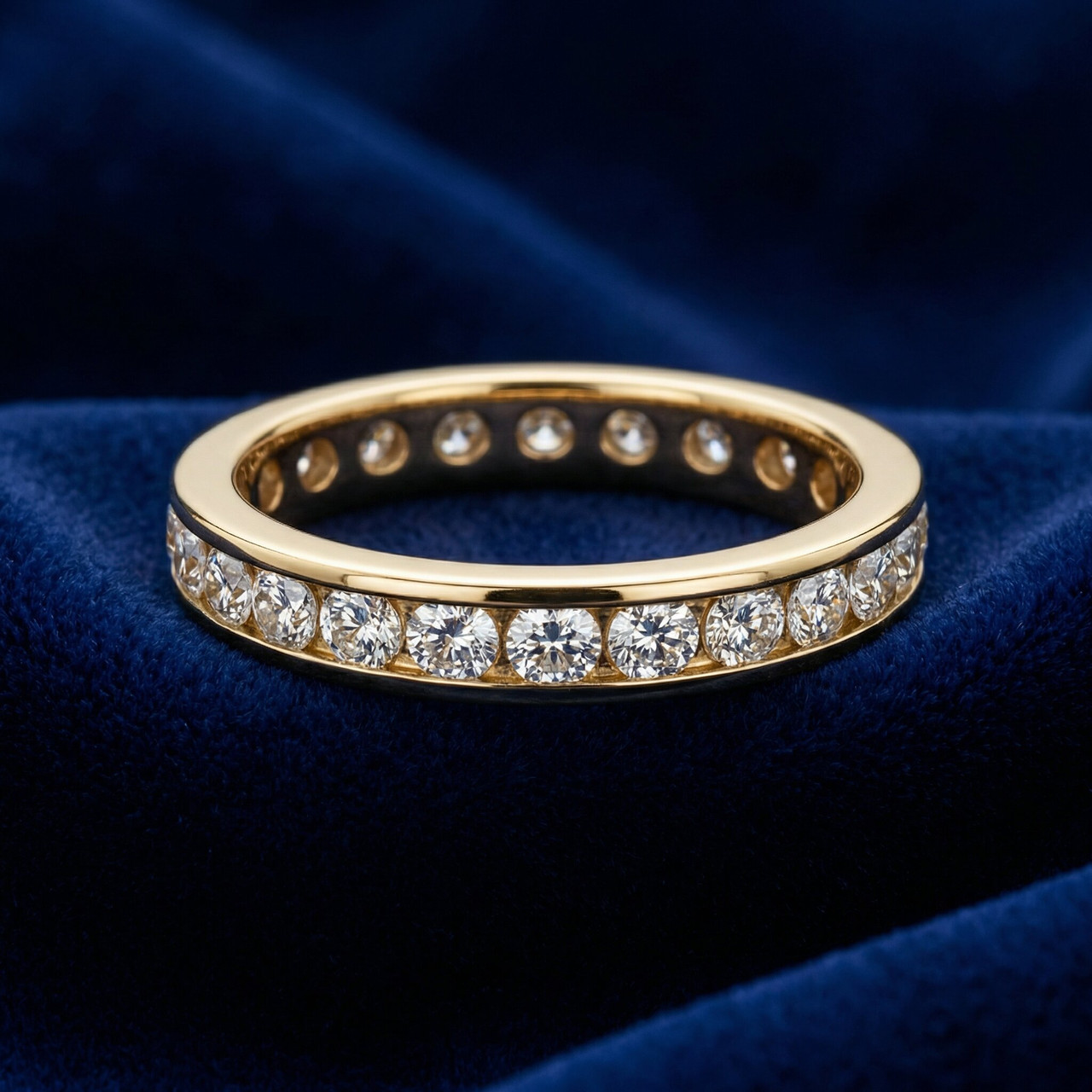 1 1/2ct Channel Set Diamond Eternity Ring 14K Yellow Gold (G-H, SI)