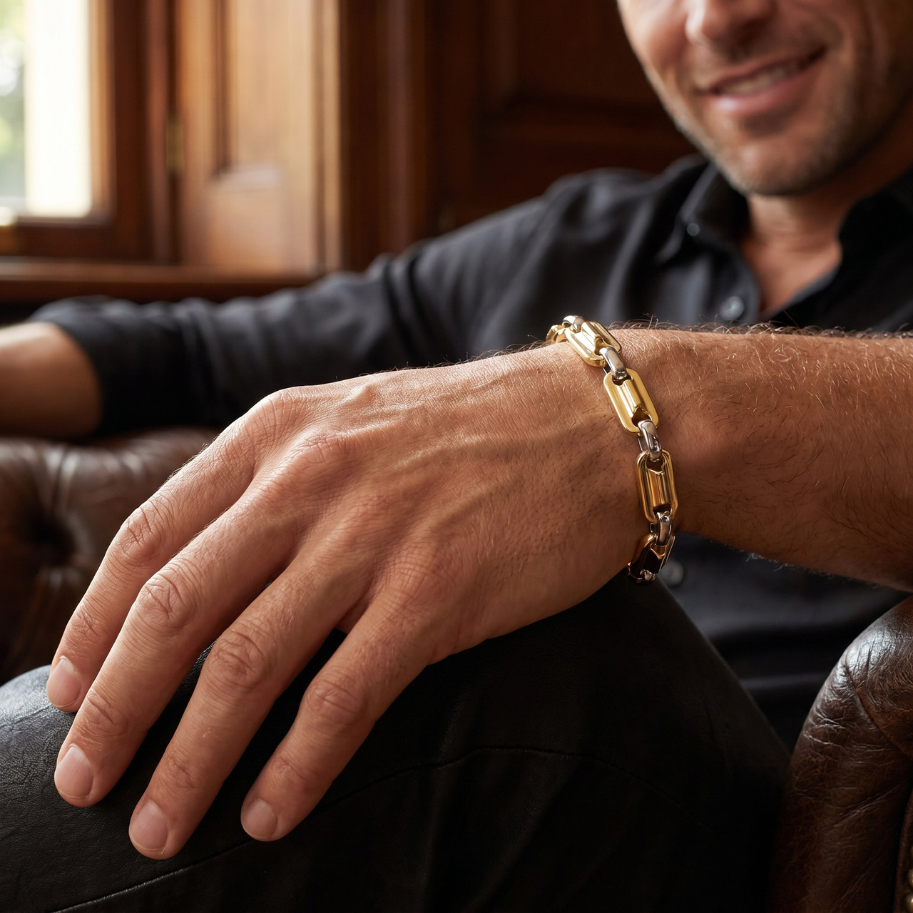 Men's Link 14k Gold (47gram) or Platinum (75gram) 7mm Bracelet 8.5"
