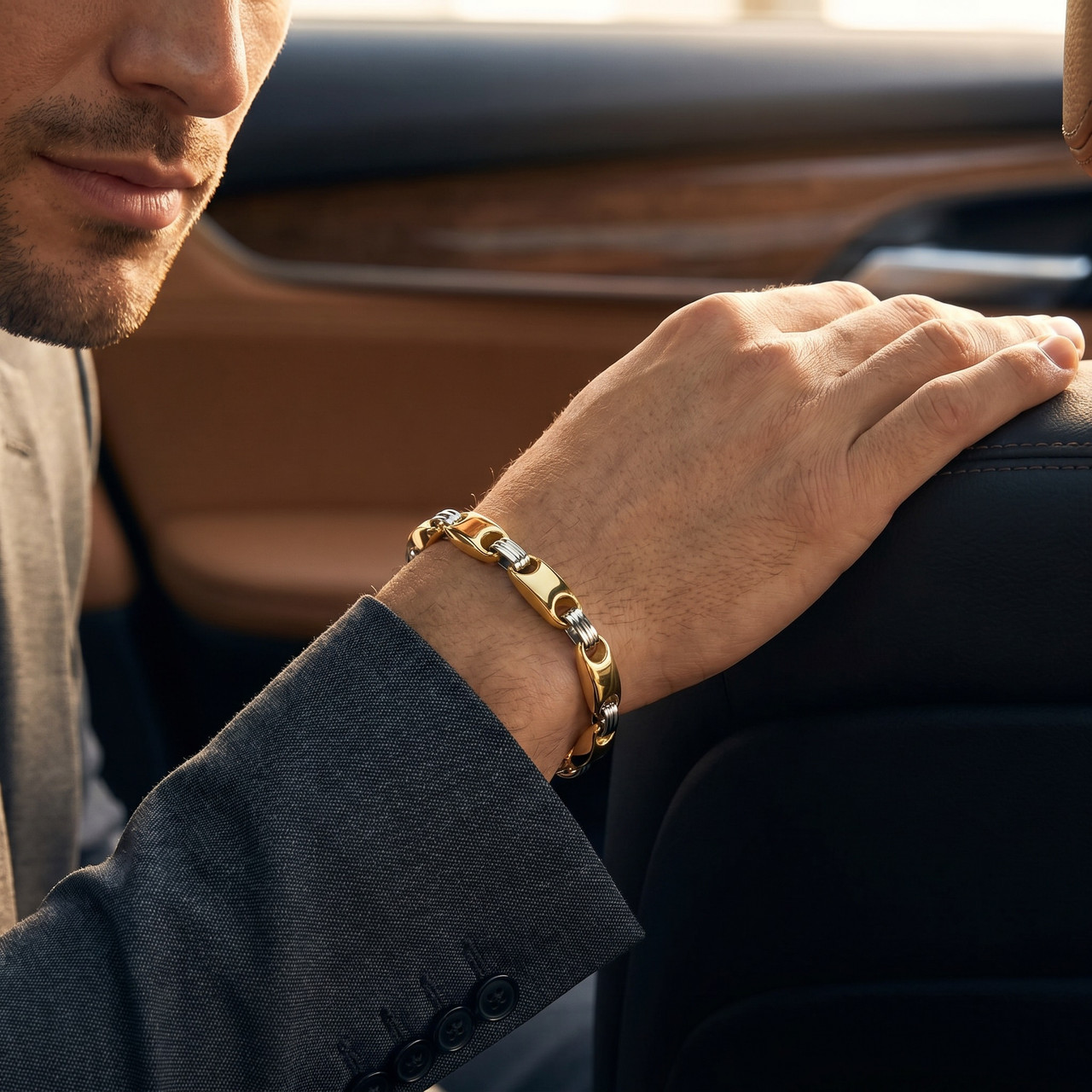 Men's Link 14k Gold (48gram) or Platinum (77gram) 6.5mm Bracelet 8.5"