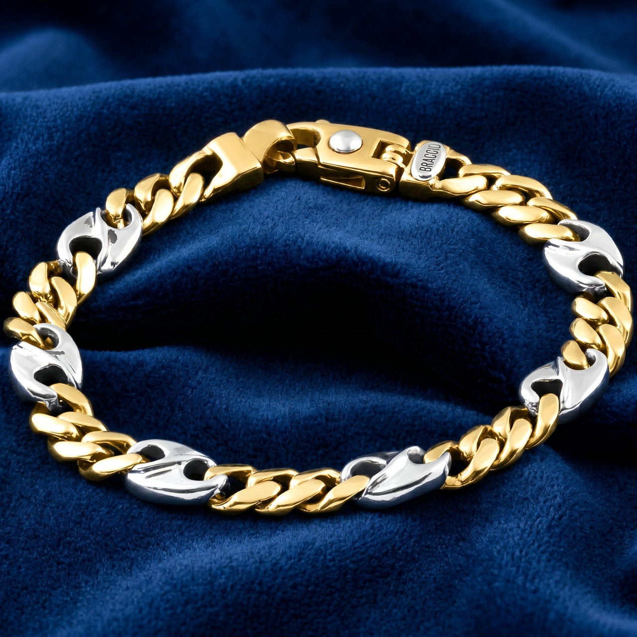 Men's Figaro 14k Gold (43gram) or Platinum (70gram) 8mm Link Bracelet 8.25"