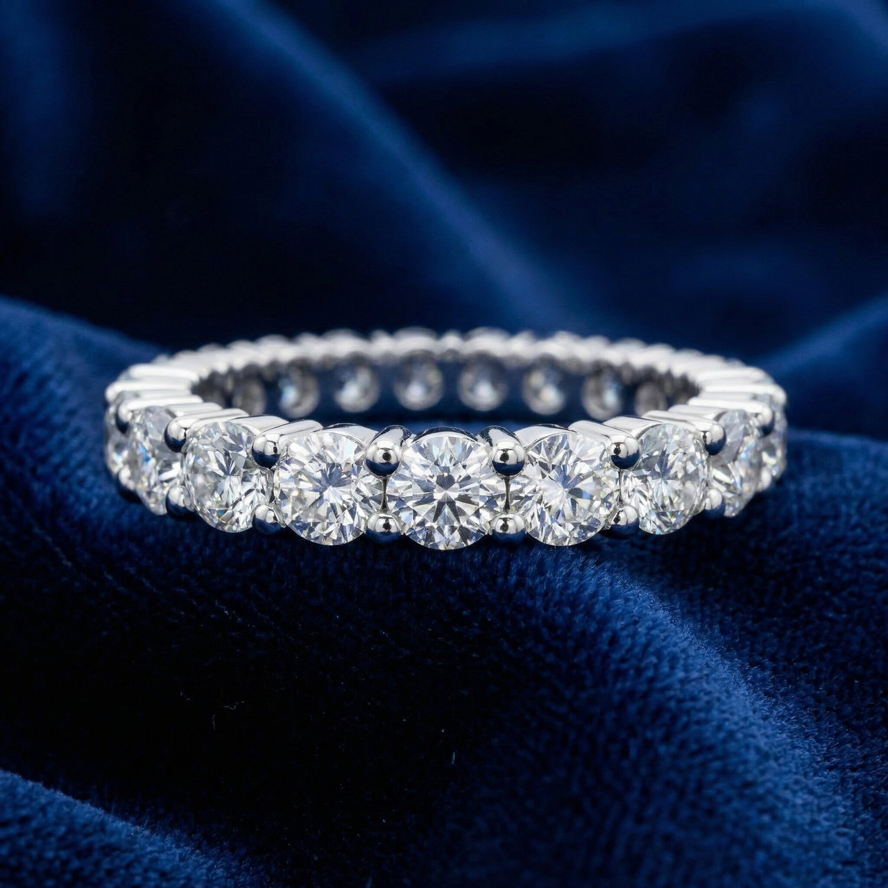 1ct Diamond Eternity Wedding Ring in 14k White, Yellow, Rose Gold Lab Grown (F-G, VS)