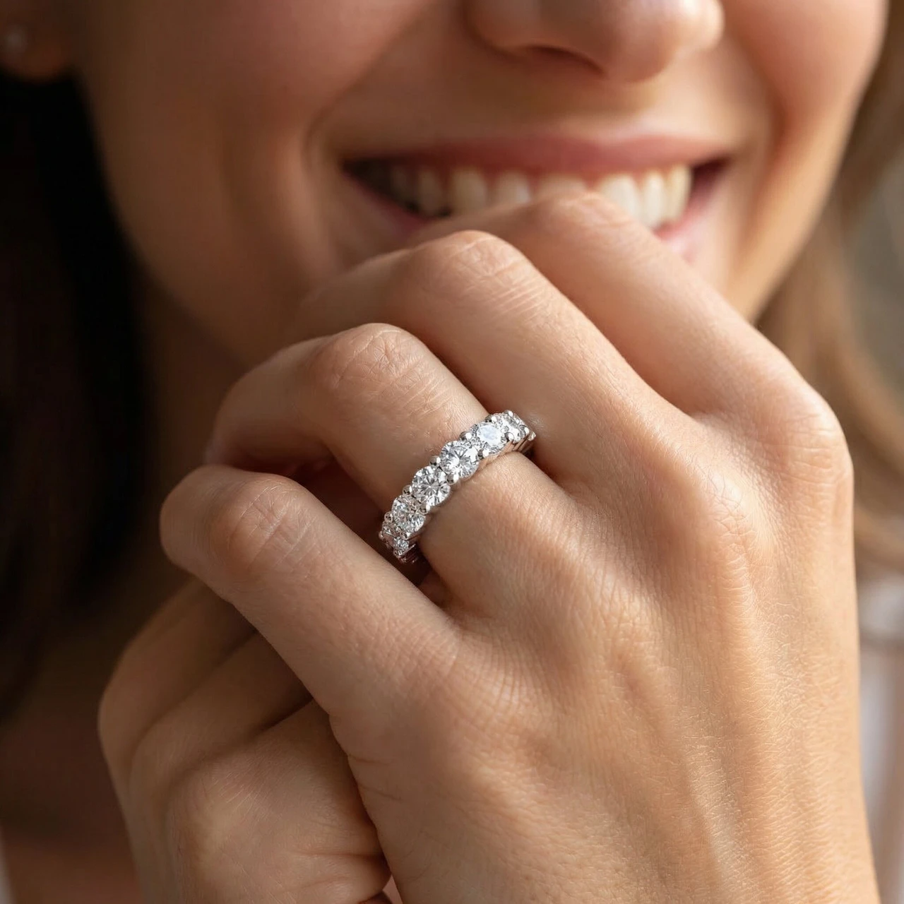 1ct Diamond Eternity Wedding Ring in 14k White, Yellow, Rose Gold Lab Grown (F-G, VS)