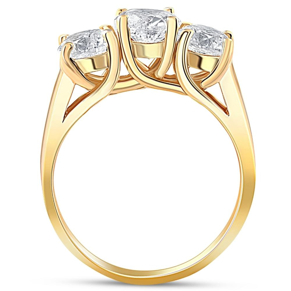 2ct 3-Stone Diamond Engagement 14K Yellow Gold Round Brilliant Cut (H-I, )