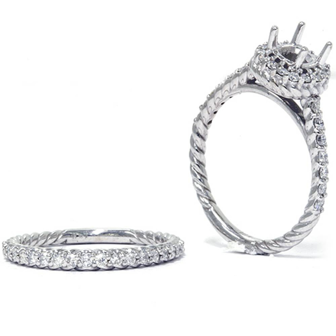 7/8ct Braided Engagement Wedding Ring Set 14K White Gold (G-H, I1) 7/8ct Braided Engagement Wedding Ring Set 14K White Gold (G-H, I1)