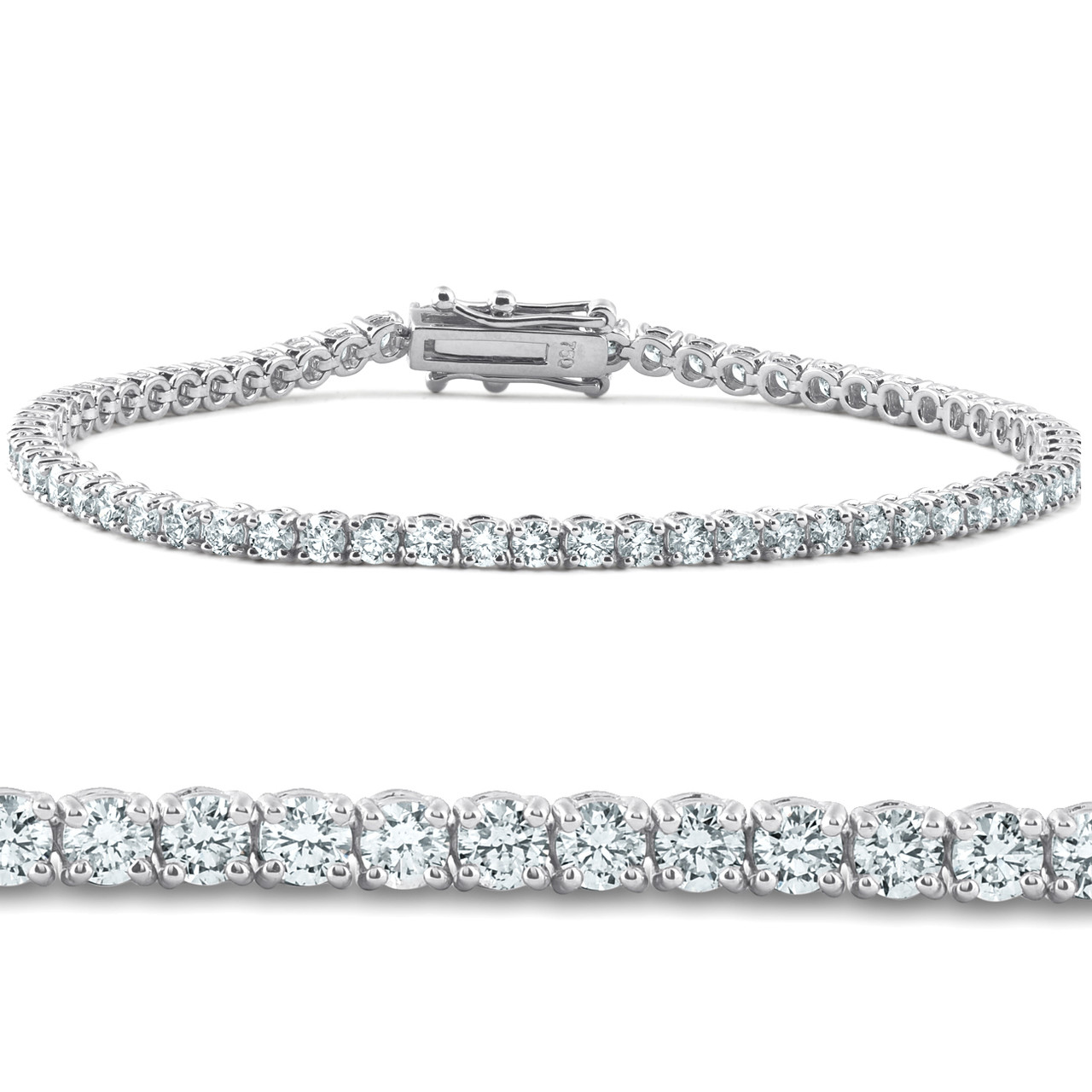 4 Carat TW Round Cut Diamond Tennis Bracelet 14k White Gold Lab Grown (G-H, SI)