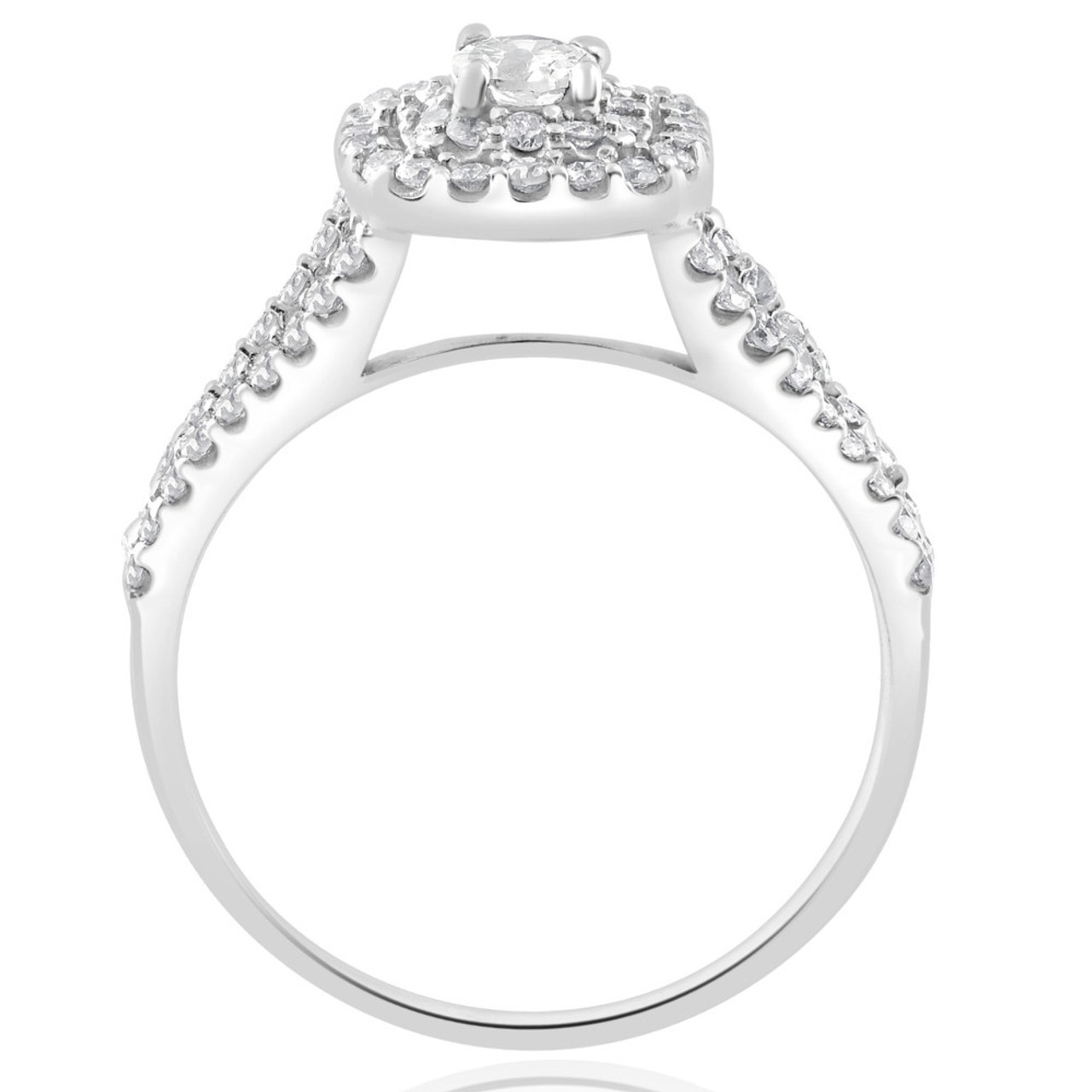 1Ct TW Diamond Double Cushion Halo Engagement Ring in 10k White Gold (G-H, I1) 1Ct TW Diamond Double Cushion Halo Engagement Ring in 10k White Gold (G-H, I1)