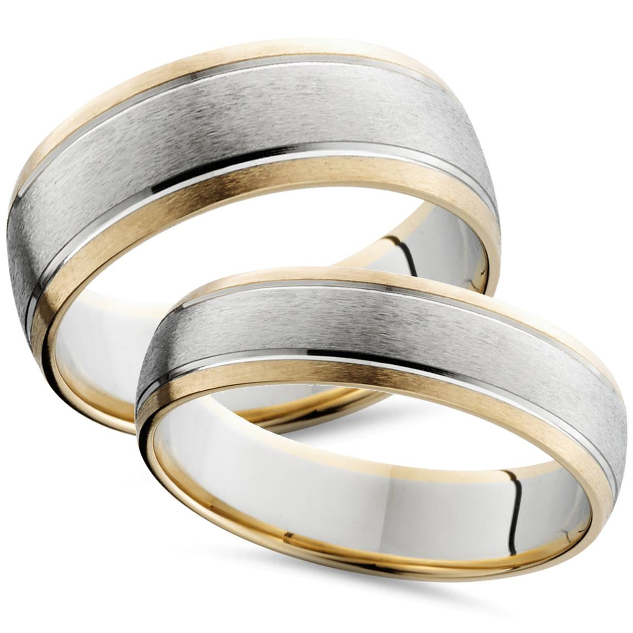 Two Tone 14k White Yellow Gold Matching Wedding Ring Set His Hers   Apiiyumpj  29360.1523359094 