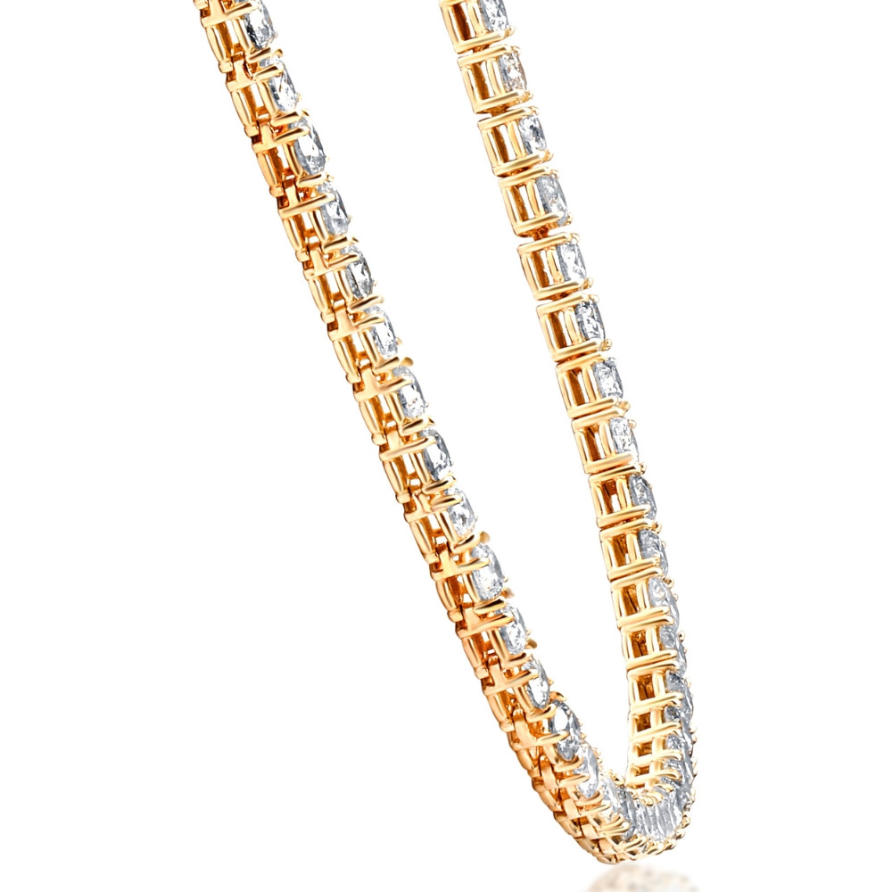 43.50Ct Natural Diamond Men's Tennis Necklace Solid 14K Yellow Gold 24" (J-K, I2-I3)