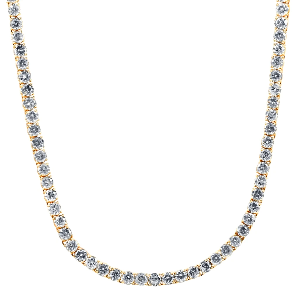 43.50Ct Natural Diamond Men's Tennis Necklace Solid 14K Yellow Gold 24" (J-K, I2-I3)