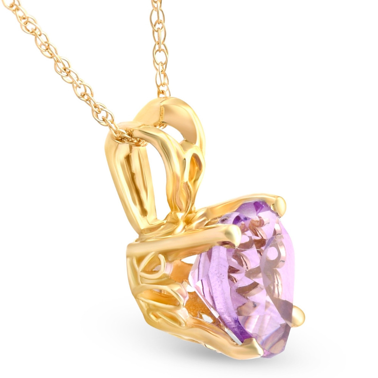 7mm Women's Heart Pendant in Amethyst 14k White, Rose, or Yellow Gold Necklace 7mm Women's Heart Pendant in Amethyst 14k White, Rose, or Yellow Gold Necklace