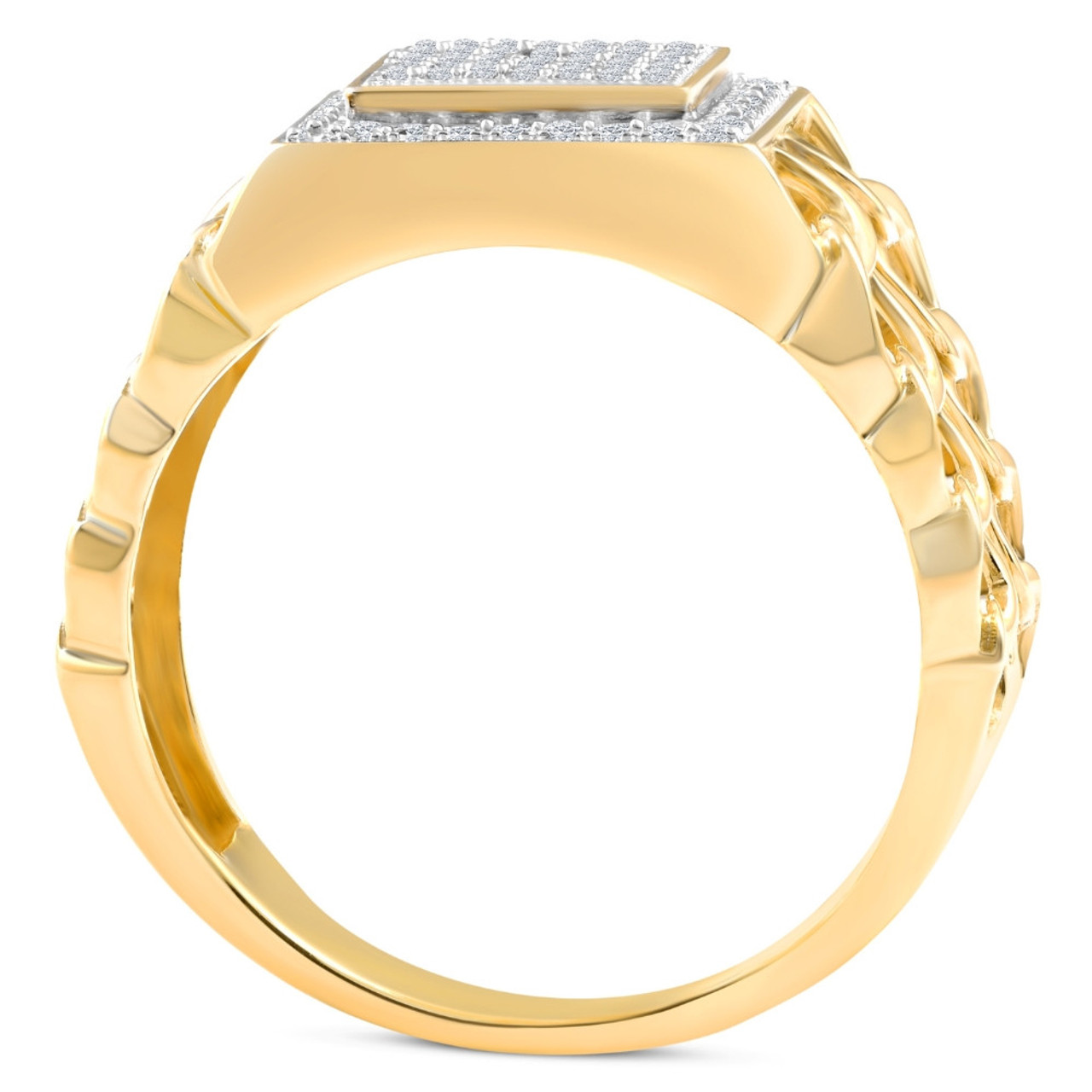 1/3Ct TW Diamond Men's Chain Cuban Link Ring 10k Yellow Gold 9mm Wide (G-H, I2-I3) 1/3Ct TW Diamond Men's Chain Cuban Link Ring 10k Yellow Gold 9mm Wide (G-H, I2-I3)