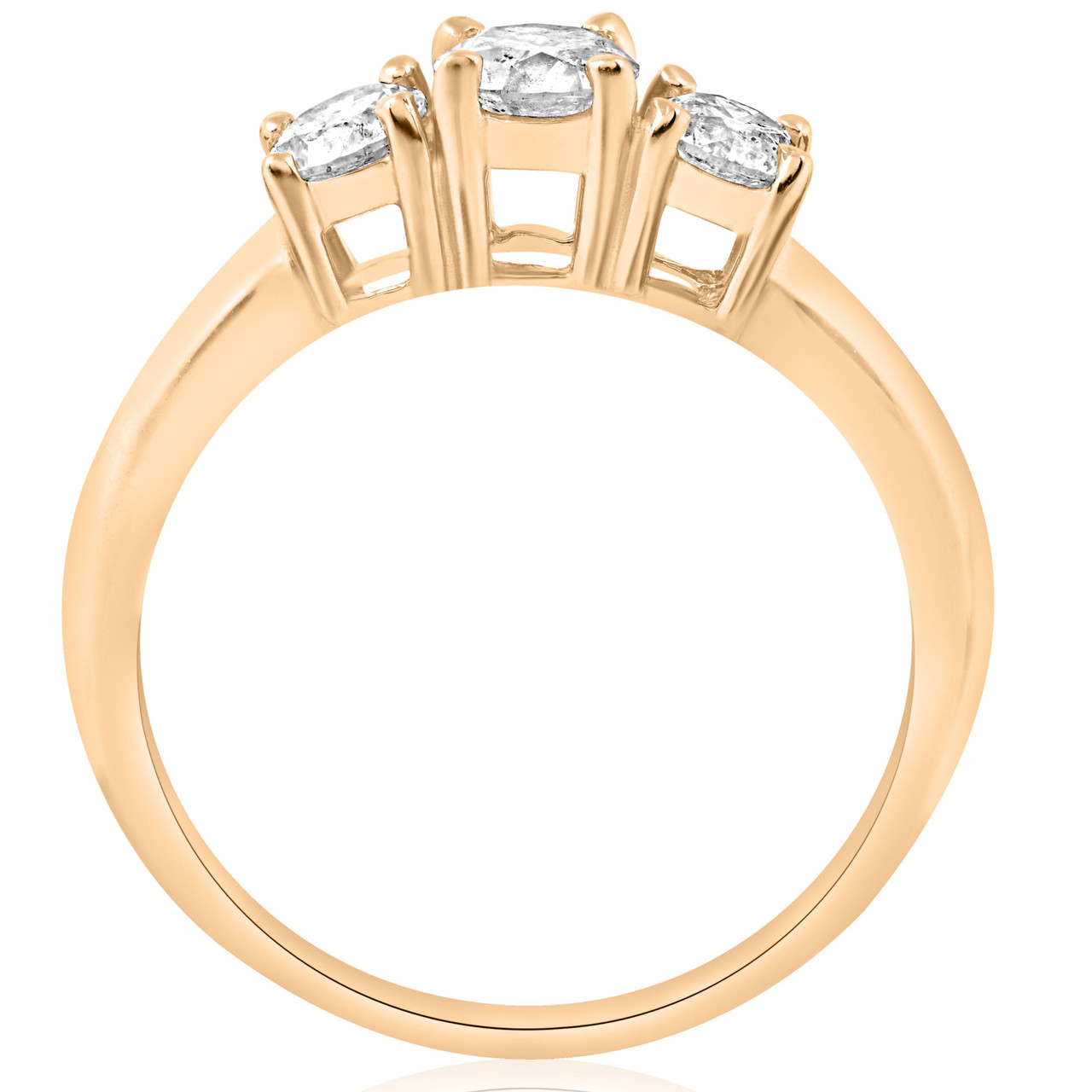 1ct Three Stone Diamond Engagement Anniversary Ring 14K Yellow Gold (H-I, I1)