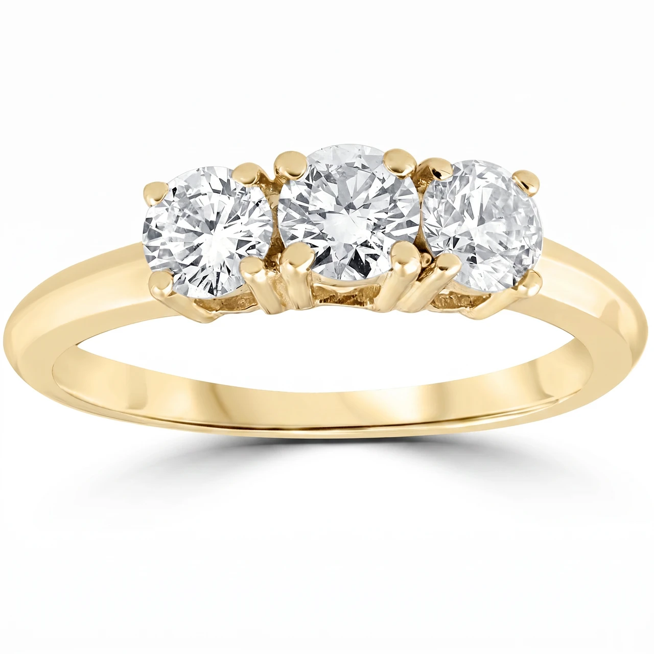 1ct Three Stone Diamond Engagement Anniversary Ring 14K Yellow Gold (H-I, I1)
