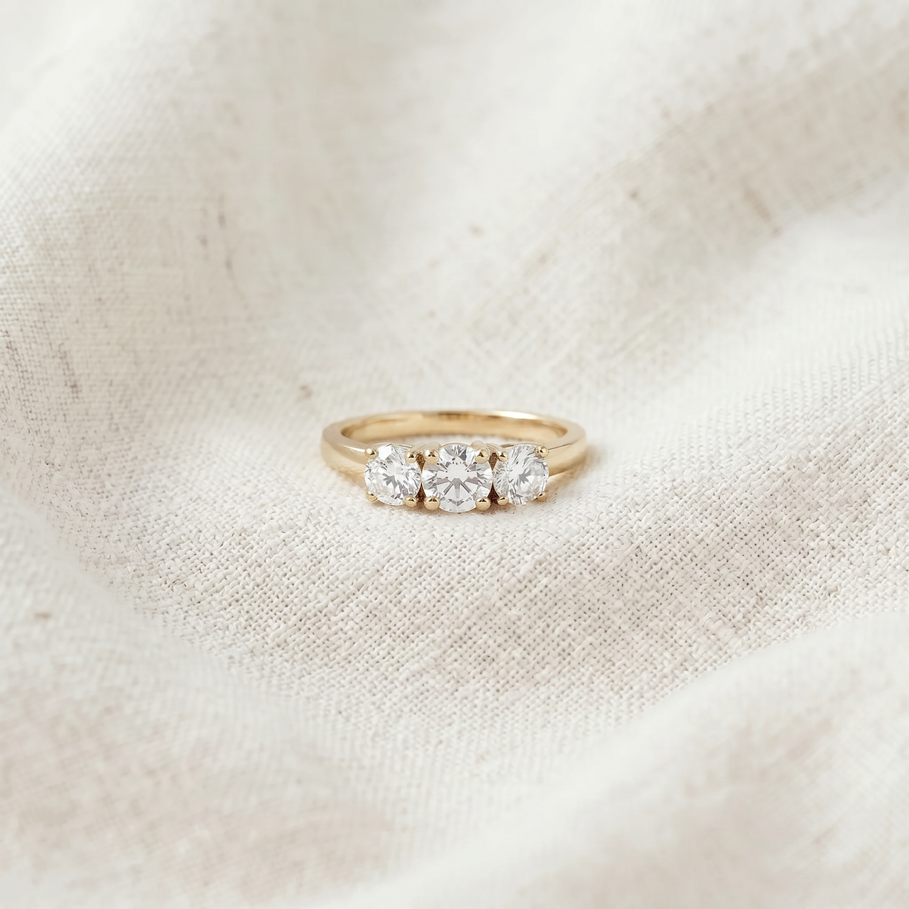 1ct Three Stone Diamond Engagement Anniversary Ring 14K Yellow Gold (H-I, I1)