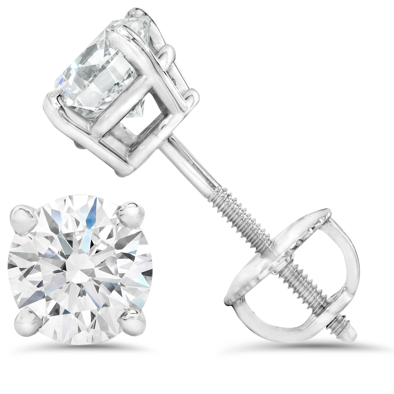 2 1/4 ct TDW Diamond Screw Back Studs 14K White Gold