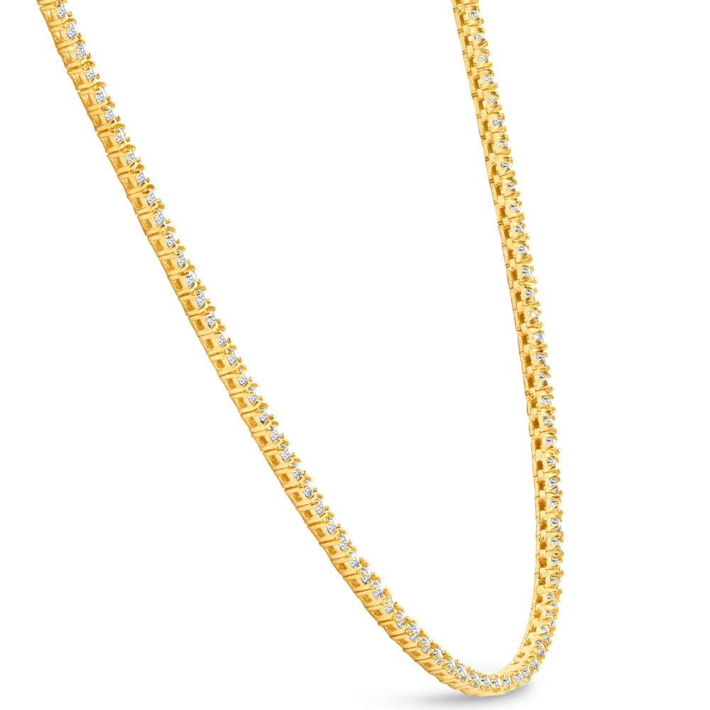 7 1/2Ct TW Round Diamond Tennis Necklace 14k Yellow Gold 17" (G-H, I1)