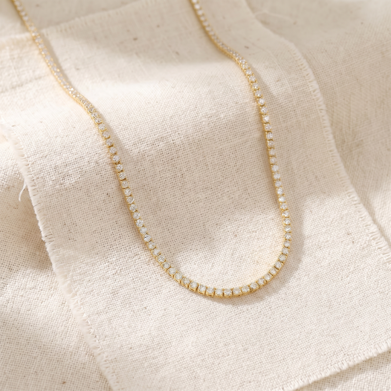 7 1/2Ct TW Round Diamond Tennis Necklace 14k Yellow Gold 17" (G-H, I1)