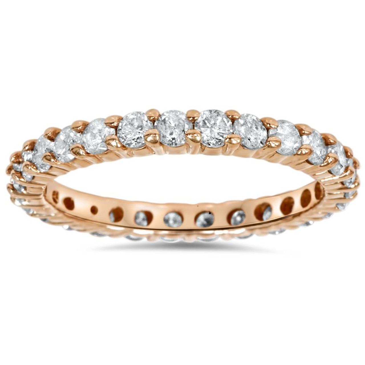 1 1/2ct Diamond Eternity Wedding Ring 14K Rose Gold (H-I, I2-I3)
