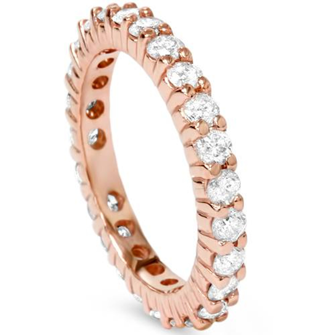 1 1/2ct Diamond Eternity Wedding Ring 14K Rose Gold (H-I, I2-I3)