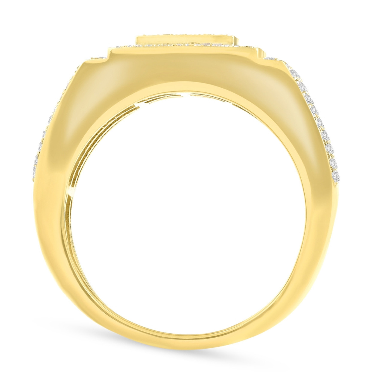 Men's 1/4 CT. T.W. Diamond Micro Cluster Square Stepped Ring in 10K Yellow Gold (G-H, I2-I3)